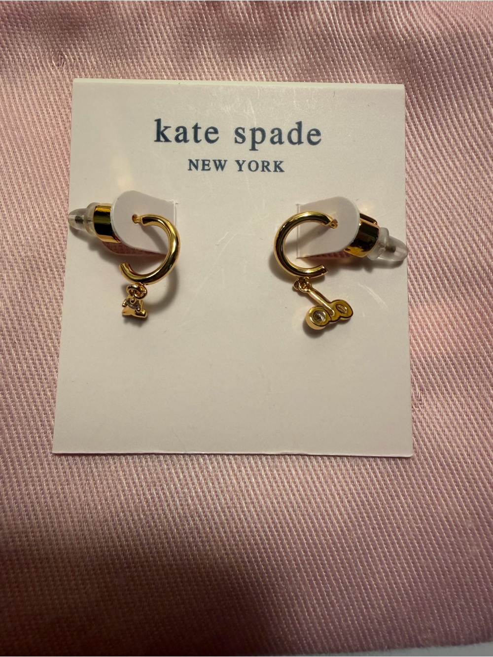 kate spade I Do Gold Hoop Earrings with Charm Accents - Picture 1 of 2